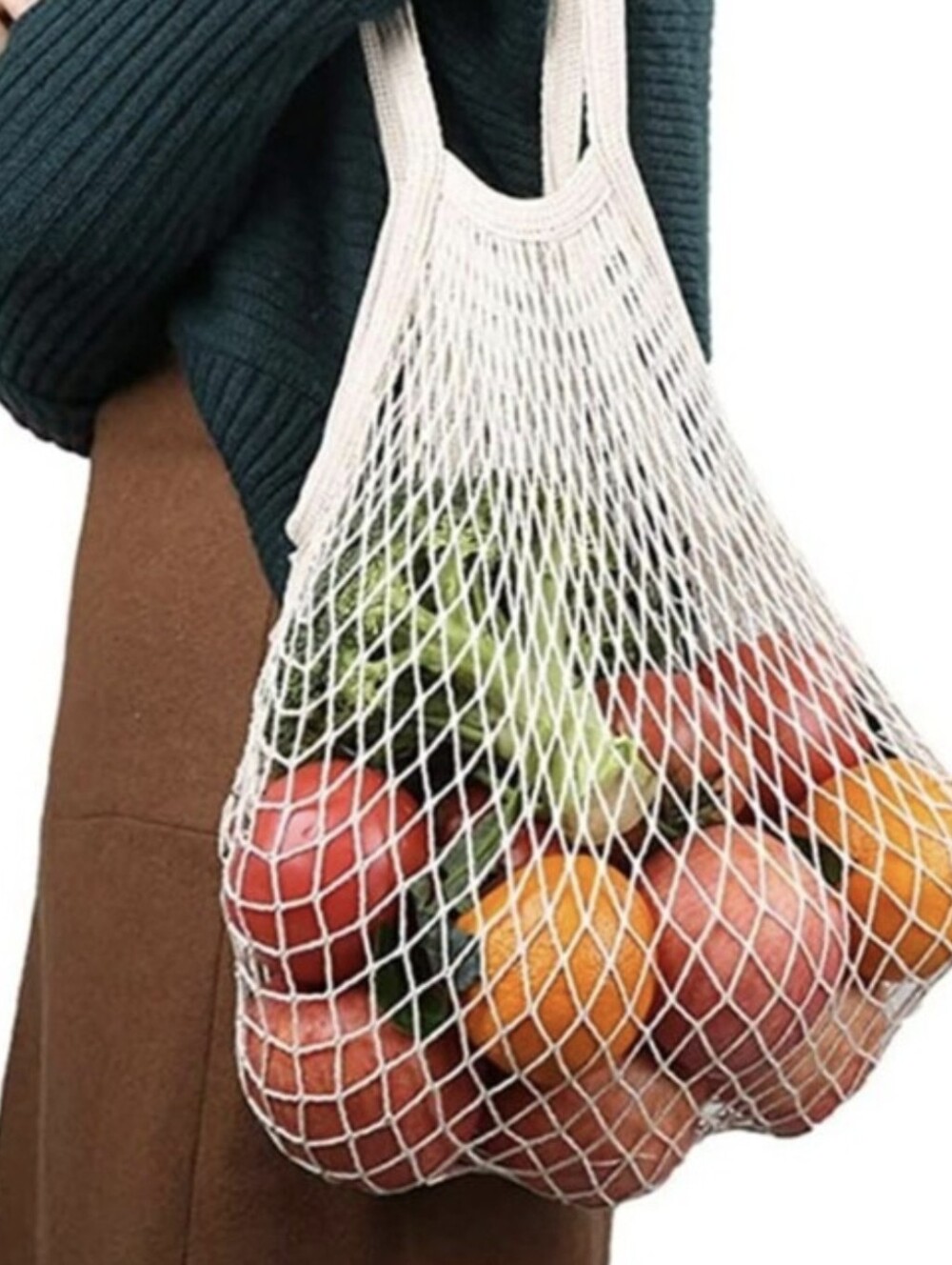 Vero Moda White Mesh Market Tote Bag